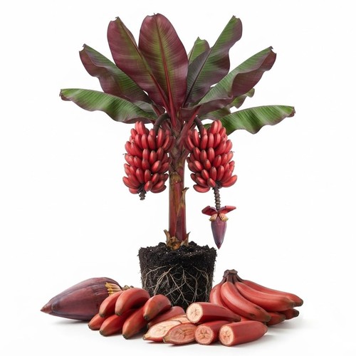 Red banana tree live plant - live,